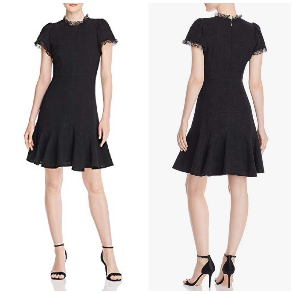 Rebecca Taylor • Clare Short Sleeve Tweed Dress in Black - Picture 2 of 12